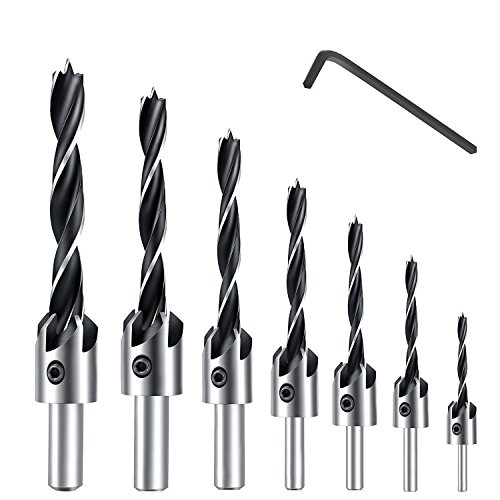 ZOEON HSS 5 Flauta Countersunk Broca Set, 3–10 mm Avellanadora Broca Escariador Screw Driver Madera Metal Aluminio Plástico Counter Sink Drill Herramientas