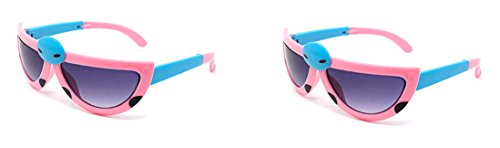 2 Rosa Mariquita Infantil Que Transforma Las Gafas De Sol Ofrecen Protección Solar Unisex Niños Niñas Lindo Retro Ronda Estilo Novedad Sombras