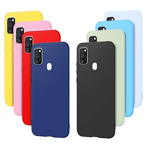 8X Funda para Samsung M30s, Silicona Suave TPU Gel Carcasa para Samsung Galaxy M30s, Rosyheart Delgado Flexible Anti-Rasguño Anti-Golpes Ligera Protectora Case Color Puro Trasera Bumper - 8 Color