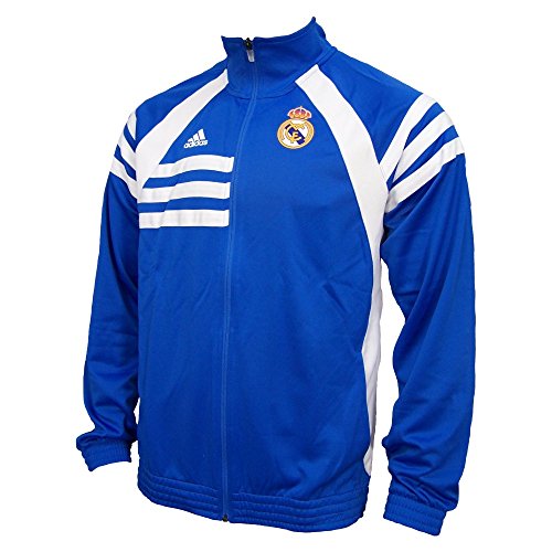 Adidas real madrid Chaqueta Air Force Blue/ White D80311 - ***Es algo más grande, mejor un número pequeño de lo habitual***, European Soccer League, hombre, color - azul, tamaño S