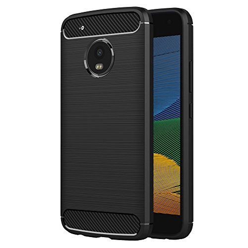 AICEK Funda Moto G5, Negro Silicona Fundas para Lenovo Motorola Moto G5 Carcasa (5,0 Pulgadas) Fibra de Carbono Funda Case