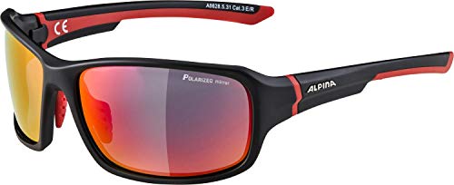 alpina LYRON P Gafas Deportivas, Unisex Adulto, Negro Mate y Rojo, Talla única