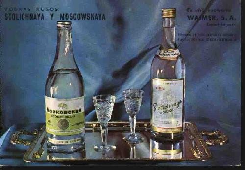 Antigua Postal - Old Postcard : publicitaria VODKAS RUSOS Stolichnaya y Moscowskaya