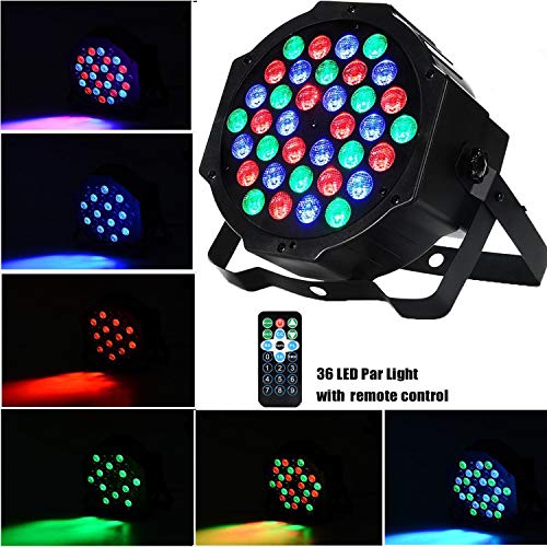 AONCO Luz de Escenario Par LED Luz de Discoteca, 36W 36LED RGB Soporte de modo sonido maestro automático DMX512 7 canales proyector Luz Lámpara Etapa luz ambiental para Disco, KTV, Bar