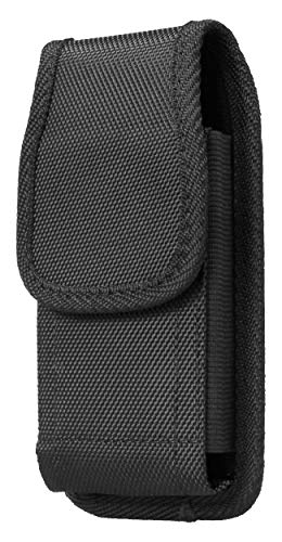 AQ Mobile Funda Cinturón Vertical para Móviles y Smartphones, Talla L (para 5,5" Smartphone) Textil, Pinza de cinturón, Lazo para cinturón