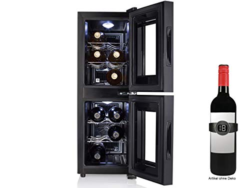 Armario de dos zonas para 12 botellas de vino con termómetro – Armario para botellas de vino de 32 litros, pantalla LED y función táctil