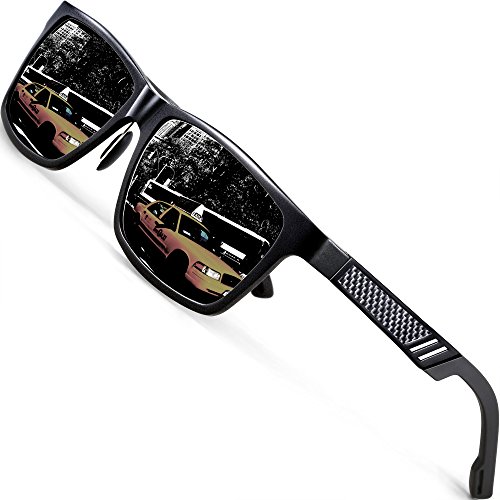 ATTCL Hombre polarizado gafas de sol Al-Mg marco de Metal Ultra Light 6560black