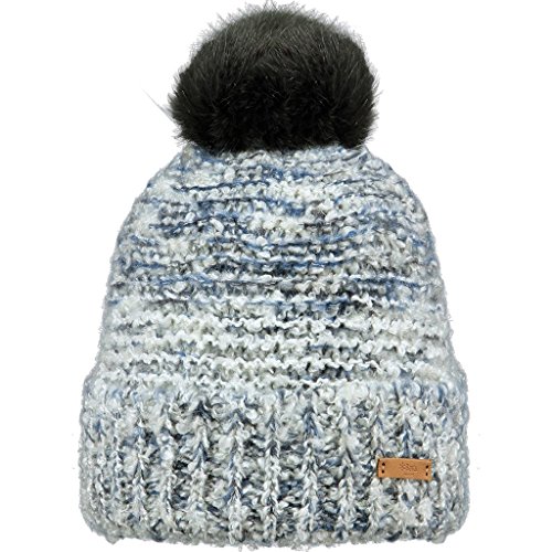 BARTS Siret Beanie gorro, Multicolor (bllu con sfumature bianche con pompom di pelo nero), UNI para Mujer