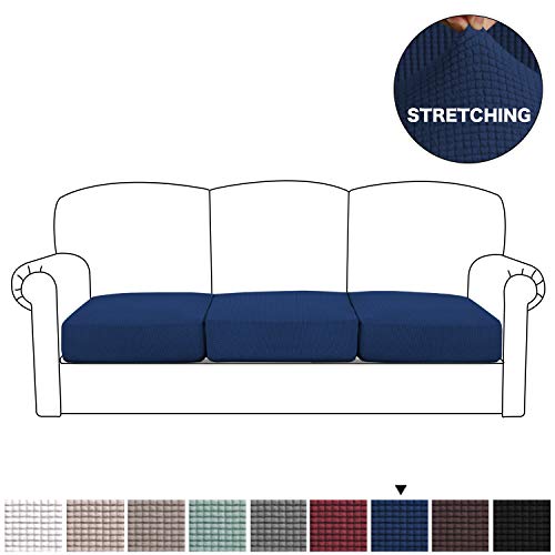 BellaHills Funda elástica de elastano para silla, sofá o sillón, poliéster, azul marino, 3 Seater Cushion