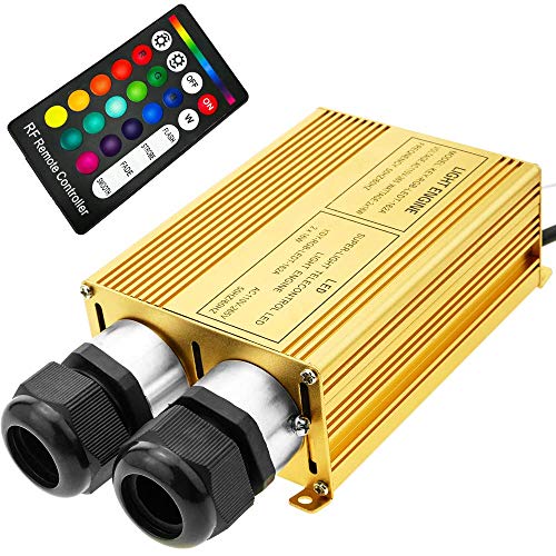 BeMatik - Fuente de luz LED iluminador para Fibra óptica 2x16W RGB 20 mm RF