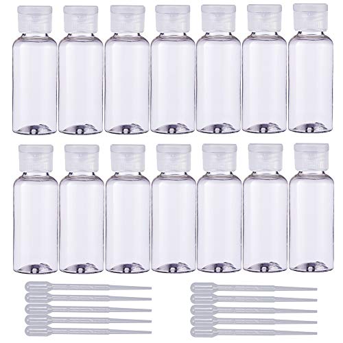 BENECREAT 24 Pack 50ml Botellas de Viaje Vacíos con Tapa Blanca y Gotero de Transferencia Líquida Artículos de Tocador para Desinfectante de Manos, Esencia, Loción Hidratante