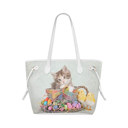 Bolso de hombro fresco Tema de Pascua Gatito del bosque de Noruega Gatito Bolso de mano compacto Bolsos de mujer Gran capacidad resistente al agua con mango duradero