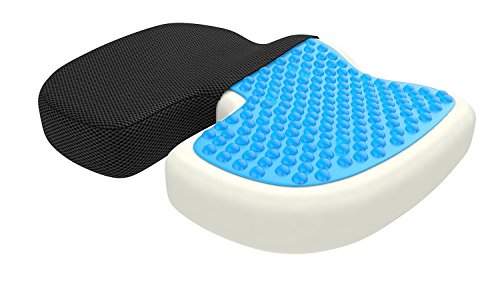 Bonmedico Cojín de Asiento Ortopédico con Capa de Gel, Espuma de Memoria para Soporte - Cojin Coxis para Presión, Úlceras, etc. para el Coche, Oficina o Silla de Ruedas Color Negro, Grande