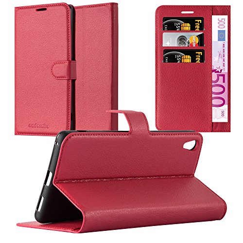 Cadorabo Funda Libro para Sony Xperia XA Ultra en Rojo Carmin – Cubierta Proteccíon con Cierre Magnético, Tarjetero y Función de Suporte – Etui Case Cover Carcasa