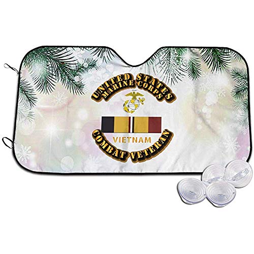 Car Sun Shade USMC Combat Veteran Logo Parabrisas Sombrilla Sun Fit Universal Sun Shade,Mantenga Su Vehículo Fresco,130X90 CM