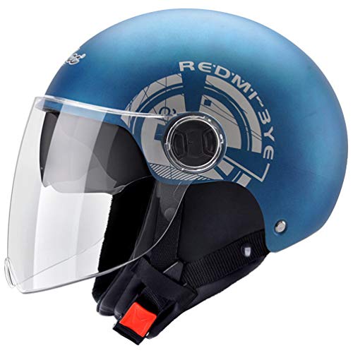 Casco de Motocicleta para Hombres, Modelo Half Face, Casco de Motocicleta a Prueba de Sol con Doble Lente, Cascos de Motocross de Invierno cálido, Gorros de Seguridad Four Seasons 56-62cm