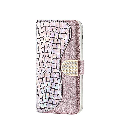 CaseFun Carcasa Samsung Galaxy A5 2017, Funda Libro Cuero Samsung Galaxy A5 2017 Bling Brillante Magnética con TPU Silicona Case Interna Suave, Plata