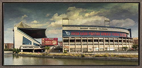 Cuadro enmarcado - Estadio Vicente Calderón Fotografía Artística - Atlético de Madrid - Fotografía artística y moderna de alta calidad - Listo para colgar - Hecho a mano en España (28_x_60_cm)