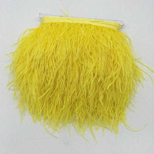 Diseño De La Artesanía De Coser Del Traje Del Ajuste De La Franja De La Pluma De La Avestruz Decoración 9-15cm - Amarillo completo