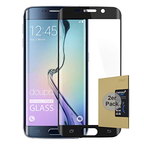 doupi 2X FullCover Protector de Pantalla Compatible con Samsung Galaxy S6 Edge Plus, Cobertura Completa 3D 9H HD Duro Vidrio Templado, 2 Piezas, Negro