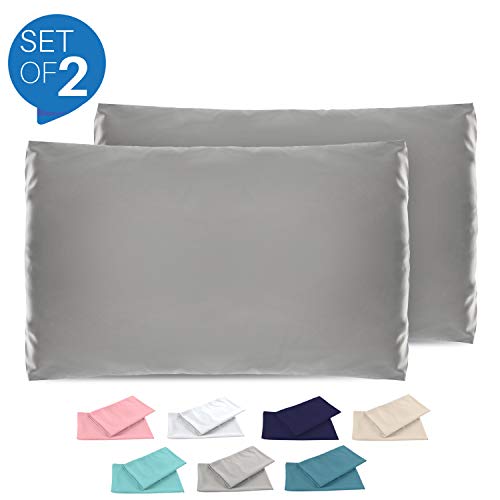 Dreamzie - Set de 2 x Funda de Almohada 40x70 cm, Gris Antracita, Microfibra (100% Poliéster) - Fundas de Almohadas Hipoalergénica - Fundas de Cojines de Calidad con una Suavidad Incomparable