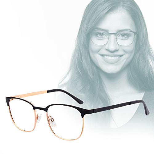 Edison & King Gafas de Lectura Royal, Elegancia Atemporal, refinadas con Cristales Premium y Bluelight Protect (Negro-Oro Rosado, 2,50 dpt)