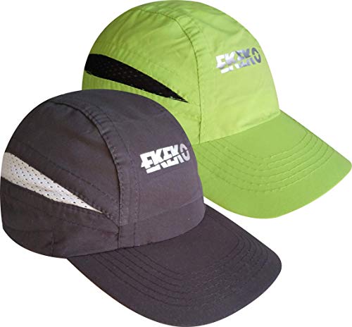 EKEKO Pack x 2 Unidades Gorra T Race, Gorra de Running, Playa y Deportes en General. con Goma de sujecion Regulable con Clip. (Negra/Verde)