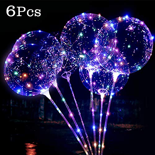 Etmury Globos LED Románticos con Luces Globos de Látex 18 Pulgadas con LED Muticolores, Innovadores Globos Transparentes de Decoración para Fiesta, Cumpleaños, Boda, Navidad, Carnaval - 6 Piezas