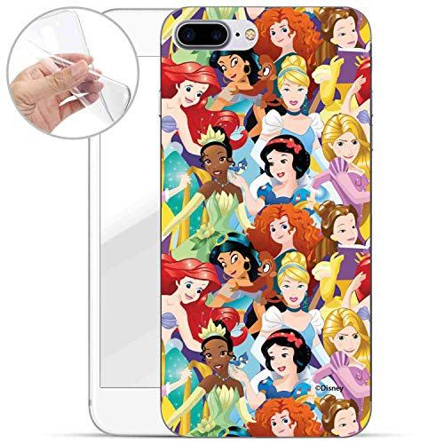 Finoo – Funda para teléfono móvil para 7 Plus/8 Plus – Disney Teléfono Móvil con diseño y protección óptima TPU Silicona Funda Case Cover – Disney Princesas
