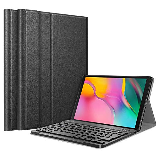 Fintie Funda con Teclado Español Ñ para Samsung Galaxy Tab A 10.1 2019 - Carcasa SlimShell con Soporte y Teclado Bluetooth Inalámbrico Magnético Desmontable, Negro