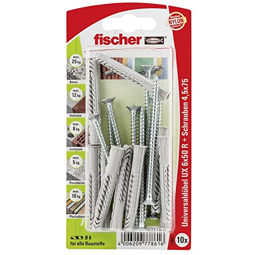 Fischer 77861 - Lote enchufes universales ux 10 6 x 50 mm rsk