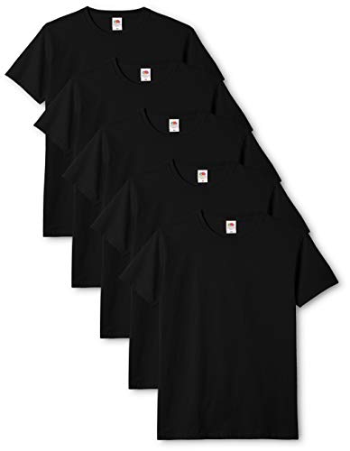 Fruit of the Loom Mens Original 5 Pack T-Shirt Camiseta, Negro (Black), X-Large (Pack de 5) para Hombre