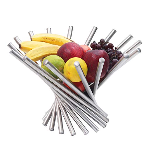 Frutero - Creativo Frutero plegable de acero inoxidable - Moderno antioxidante giratoria Cesta de frutas como decoración para la cocina y mesa de comedor