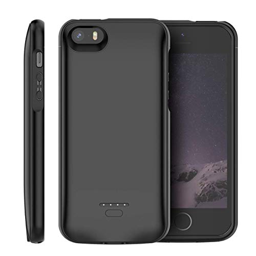 Funda Bateria para iPhone SE/5s/5, 4000mAh Batería Cargador Externa para iPhone SE/5s/5 Recargable Backup Charger Case Portátil Power Bank Case (Negro)