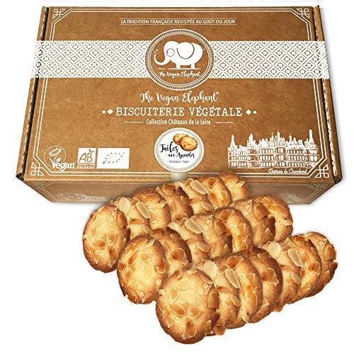 Galletas de Almendras Orgánicas & Veganas: Galletas Finas y Crujientes con Almendras Finas y Doradas, Fabricación Francesa y Artesanal, Ingredientes de Alta Calidad, sin aceite de palma, sin OGM. 200G