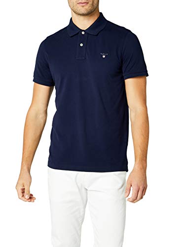 GANT Solid Pique SS Rugger, Polo para Hombre, Azul (Evening Blue), 54 (Talla del Fabricante: XXL)