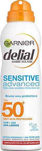 Garnier Delial Sensitive Advanced - Bruma Seca Protector Solar para Pieles Claras, Sensibles e Intolerantes al Sol IP50+  - 200 ml