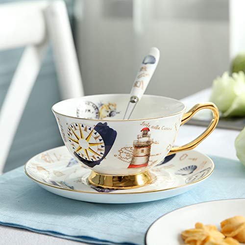 GGsmd Plato De Porcelana Taza De Café De China De Hueso Cafe Flor Europea Taza De Té Britanico De La Simplicidad,Sello