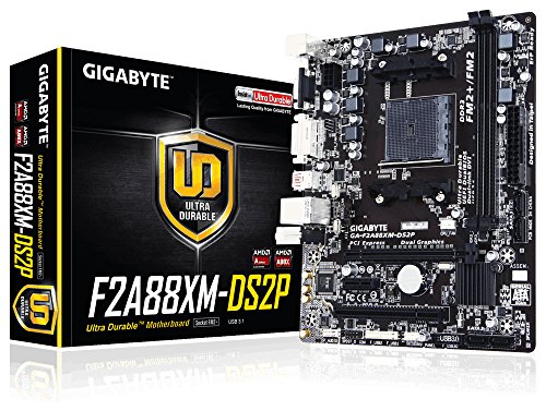 Gigabyte GA-F2A88XM-DS2P (Rev. 1.0) A88X Socket FM2+ Micro ATX - Placa Base (DDR3-SDRAM, DIMM, 1333,1600,1866,2133,2400 MHz, Dual, 1GB,2GB,4GB,8GB,16GB,32GB,64GB, 64 GB)