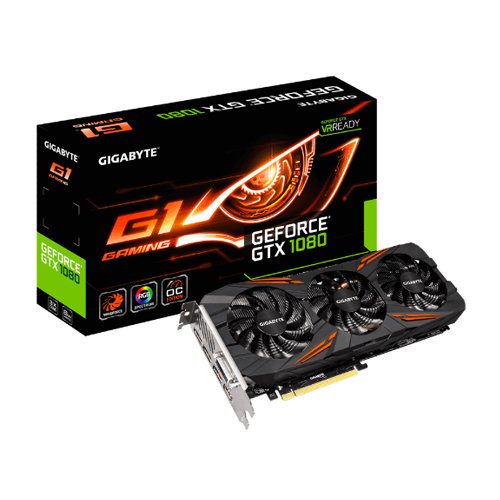 Gigabyte VGA Gigabyte Nvidia G-Force GTX 1080 G1 - Tarjeta Grafica (8GB, GDDR5 PCI-E 3.0, DVI-D, HDMI, DP), Color Negro