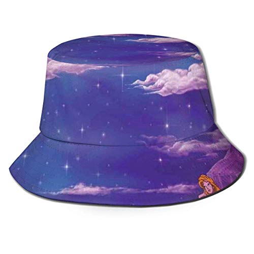 gii6LMLMLFGHLBB Unisexo Gorro de Pescador,Cartoon Style Dolphins and Water Nymph with Open Star Filled Night Sky Background,Travel Beach Sombrero Summer