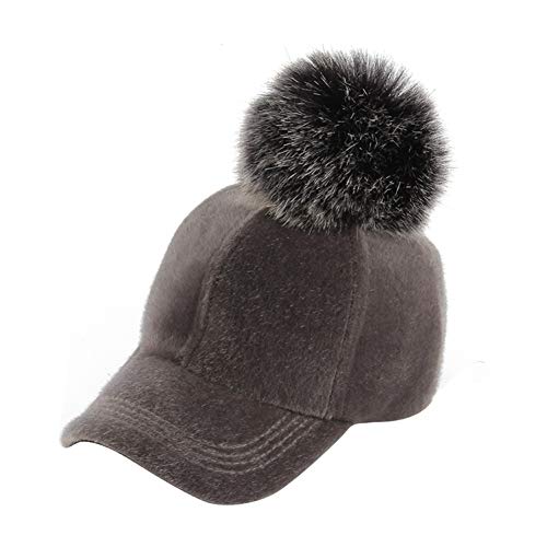 Gorra de Beisbol Sombrero Cap Casual Solid Faux Fur Pom Pom Gorras De Béisbol Ajustables para Mujer Hip Hop Black Pink Trucker Dad Hat Plain Snapback Cap