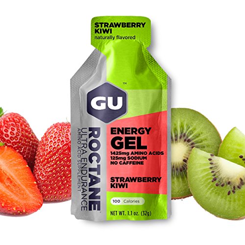 GU Energy Gel Energizante de Fresa y Kiwi - Paquete de 24 x 32 gr - Total: 768 gr