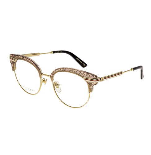 Gucci GG0285O 003 50,gafa vista mujer,montura ranurada en color nude fantasía,brazos en metal.