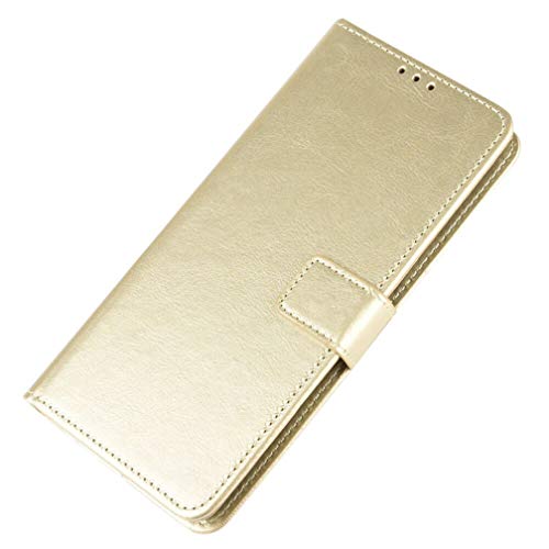 HAOYE Funda para Motorola Moto G8 Power Funda, Carcasa Libro de Cuero PU Tapa Billetera con Ranuras de Tarjeta Cierre Magnético Soporte, Protección Case Cover con Correa Cordel, Oro