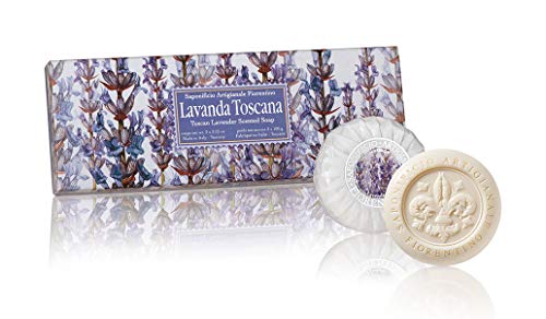 Jabón de lavanda, pack regalo 3 pastillas de 100 g, Jabón artesanal italiano de Saponificio Artigianale Fiorentino