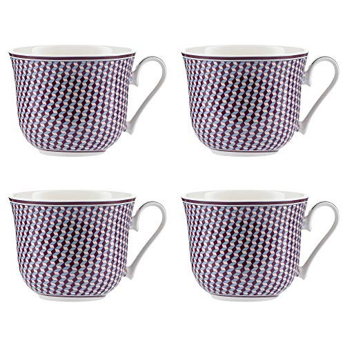Jameson & Tailor – Juego de 4 Tazas Mugs de porcelana brillante, modelo « Paleta de diseños » - Tazas de té o de café – Púrpura y Azul - Capacidad 500ml – Resistentes a los lavajillas y microondas