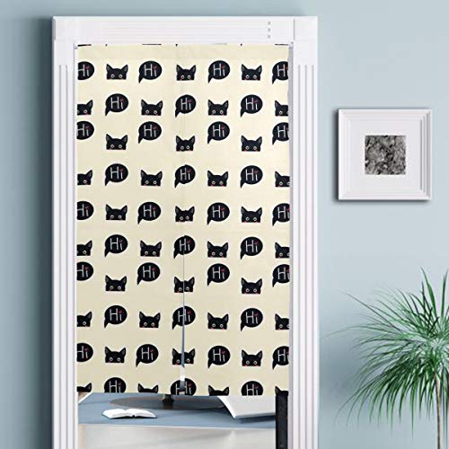 JISMUCI Cortinas，Jóvenes Gatitos Negros Que se escabullen y Dicen Hola Encantadoras Mascotas domésticas juguetonas，Decoración del hogar para Cocina,Sala de Estar