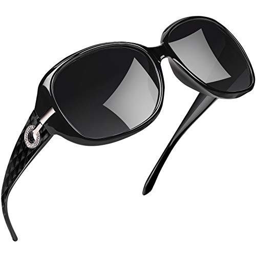 Joopin Gafas de Sol Mujer Moda Polarizadas Protección UV400 de Gran Tamaño Gafas de Sol Señoras U9045 (Paquete simple negro)