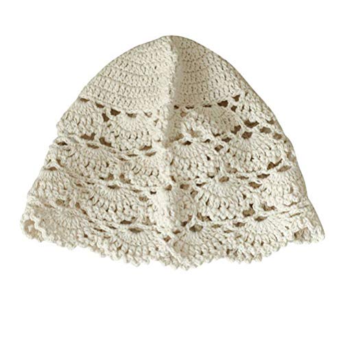 KESYOO Gorras de Gorrita Tejida de Encaje para Mujer Sombreros de Ganchillo de Algodón Gorro de Accesorios para El Cabello de Verano